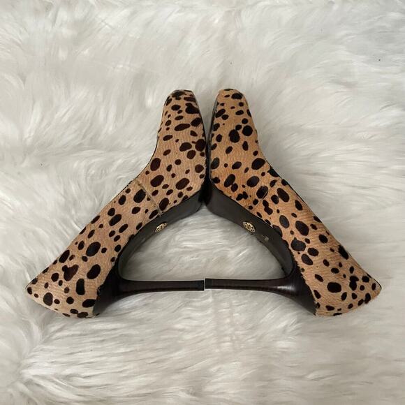 Tory Burch Heels Womens 7.5 Tan Black Leather Animal Print Cheetah‎ Calf Hair - Picture 8 of 14
